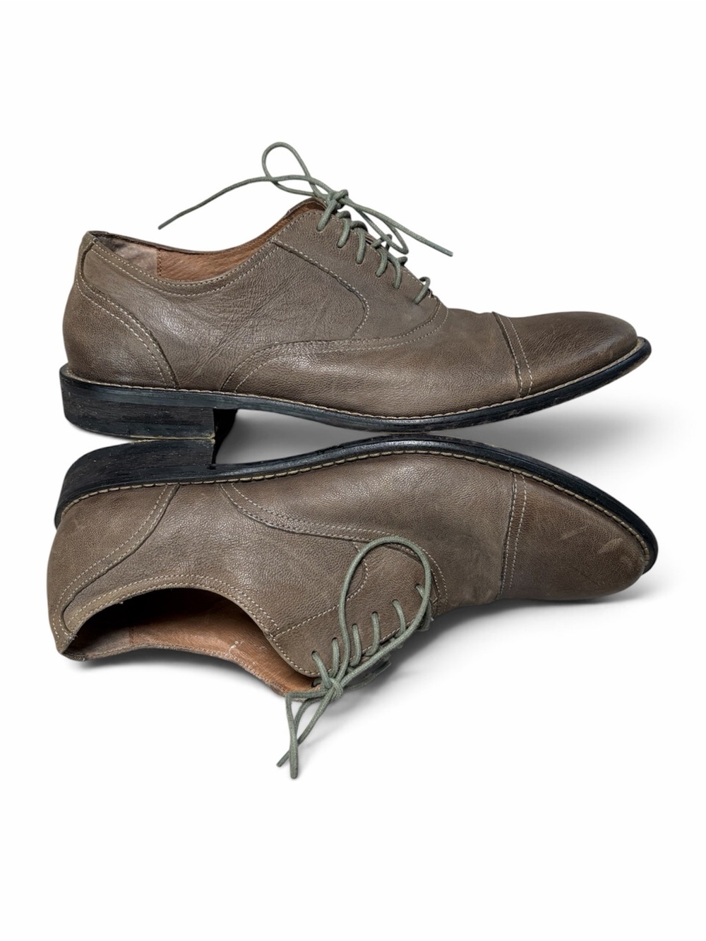 Joseph Abboud Men’s Size 8.5 Taupe Gray Leather Cap-Toe Lace-Up Dress Shoes